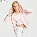 Chaqueta corta de cuero de la PU de las mujeres Chaqueta de la carpeta de cuero de la PU de otoño Bubble mujeres